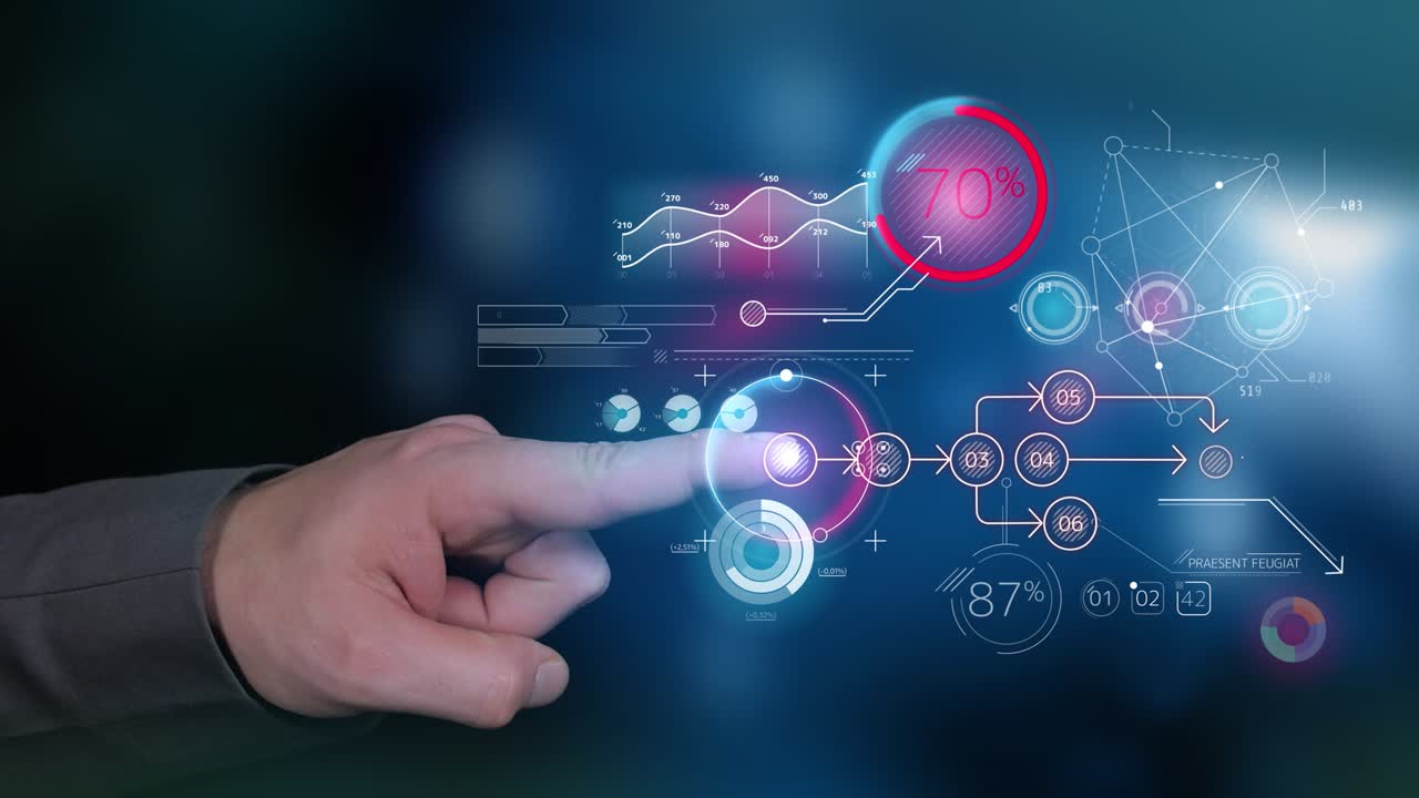infografías abstractas con llamaradas de luz y lentes.