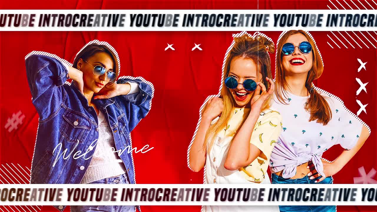 Moderni videomallipohja, joka on suunniteltu some-vlogien intro-sisältöön