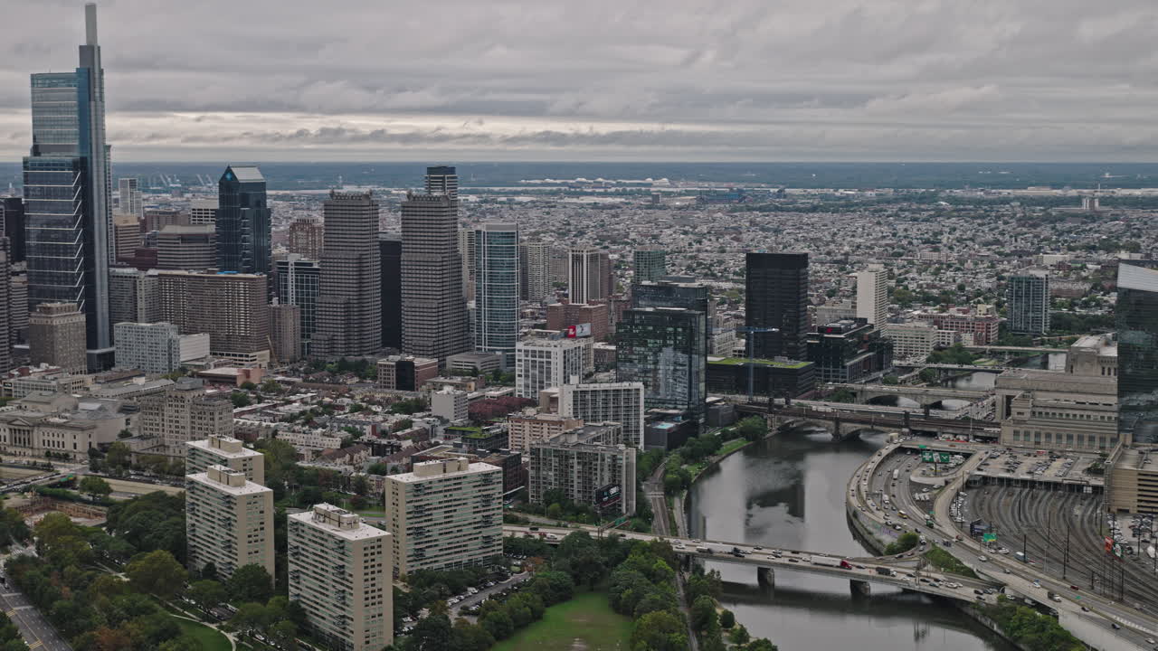 Aerial view of Philadelphia cityscape