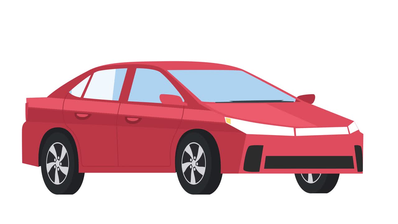 은 고립된 자동차 2d 평면 만화 애니메이션 알파 매트