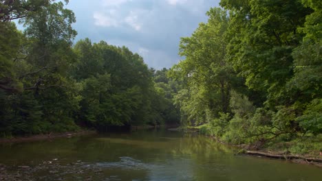 rocky river drone footage low altitude