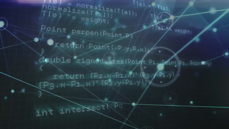 Animation of network of connections and diverse data processing in digital space