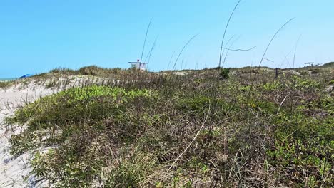 Static-Shot-of-Beach-Rescue-Hut,-cocoa-beach-Florida