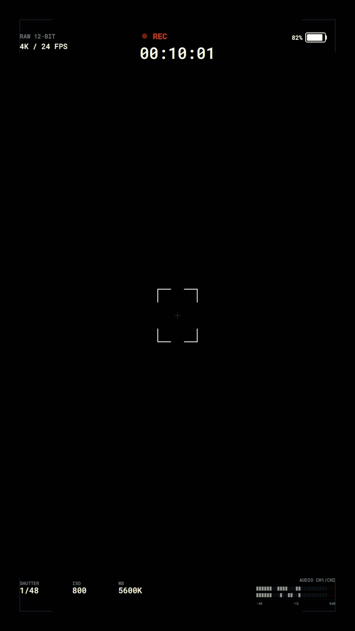 Digital Camera Recording Interface Overlay on Black Background