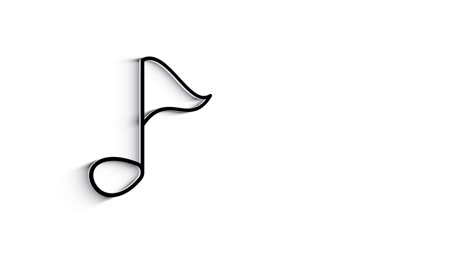 el icono de línea 3d de la animación de la nota musical en fondo blanco.