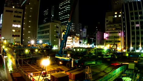 under construction night lapse at shibuya slow shutter