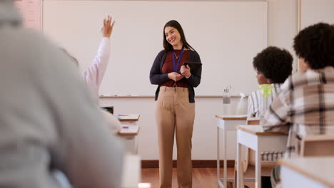 professor, students and question in classroom