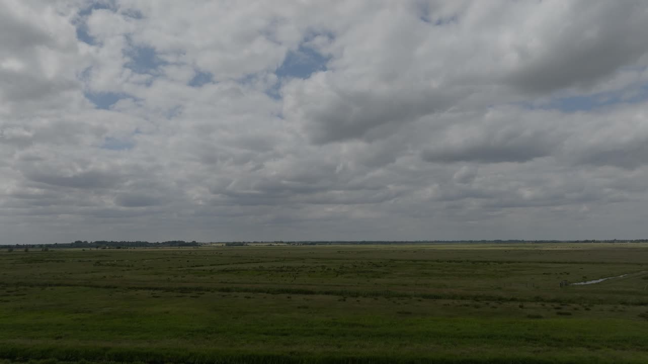 Flat Landscape The Norfolk Broads Aerial View Cloudy Sky