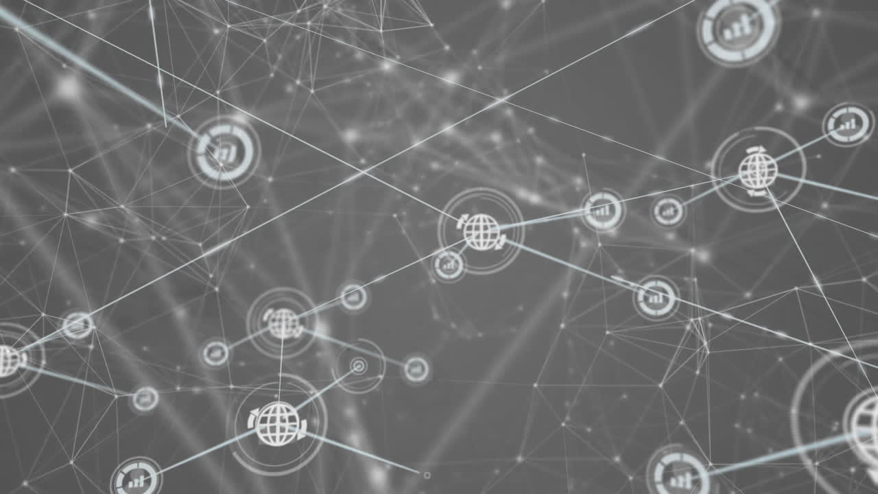 Animation of network of connections with globe icons