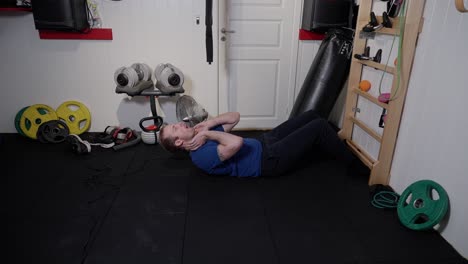 focused rib wall sit-ups, consistent and strong in home gym