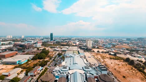 Twilight-view-of-Pattaya-cityscape-from-a-high-skybar,-vibrant-evening-lights,-in-amazing-Thailand