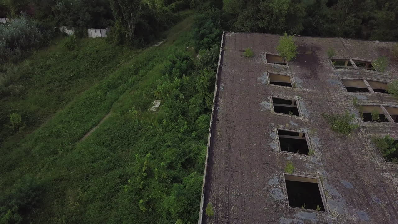 Aerial footage of structures of abandoned buildings