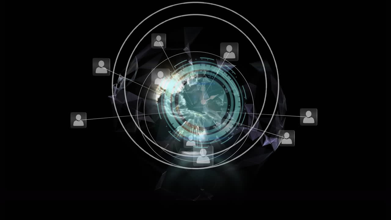 범위 스캐닝과 아이콘으로 연결의 네트워크의 애니메이션