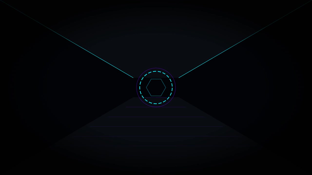 Abstract Digital Hexagon Icon Pulsing in Dark Space