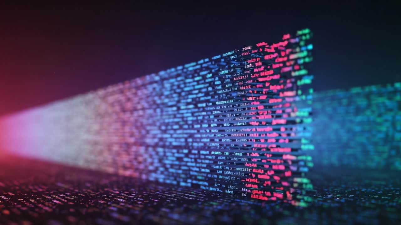 A Vibrant Visualization of Data Flow: Exploring Patterns and Colors in a Dynamic Digital Environment Representing Information Transfer