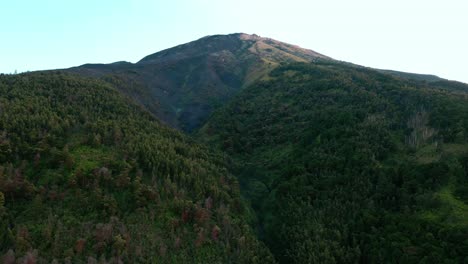 high mountain peak with burnt forest area in indonesia