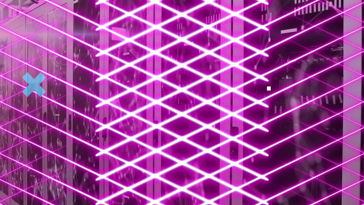 animación de la red de conexiones a través de la sala de servidores