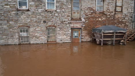 flooded stone building