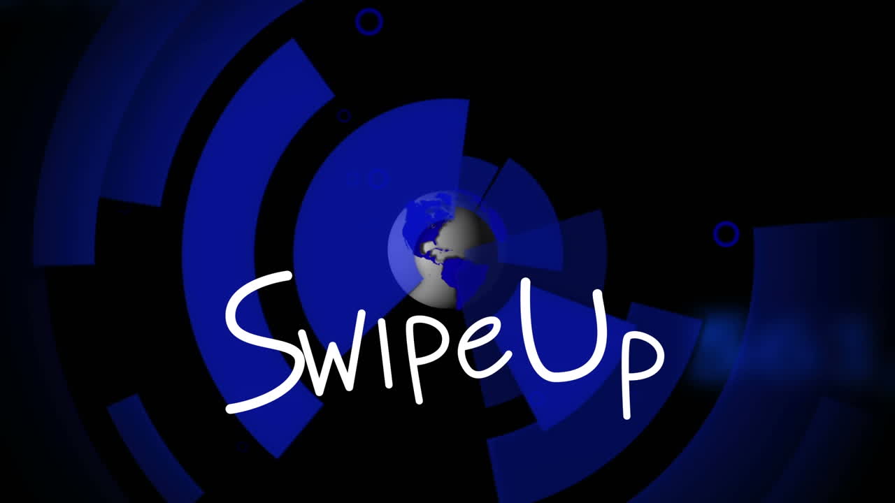 Animation of shapes and swipe up text over globe