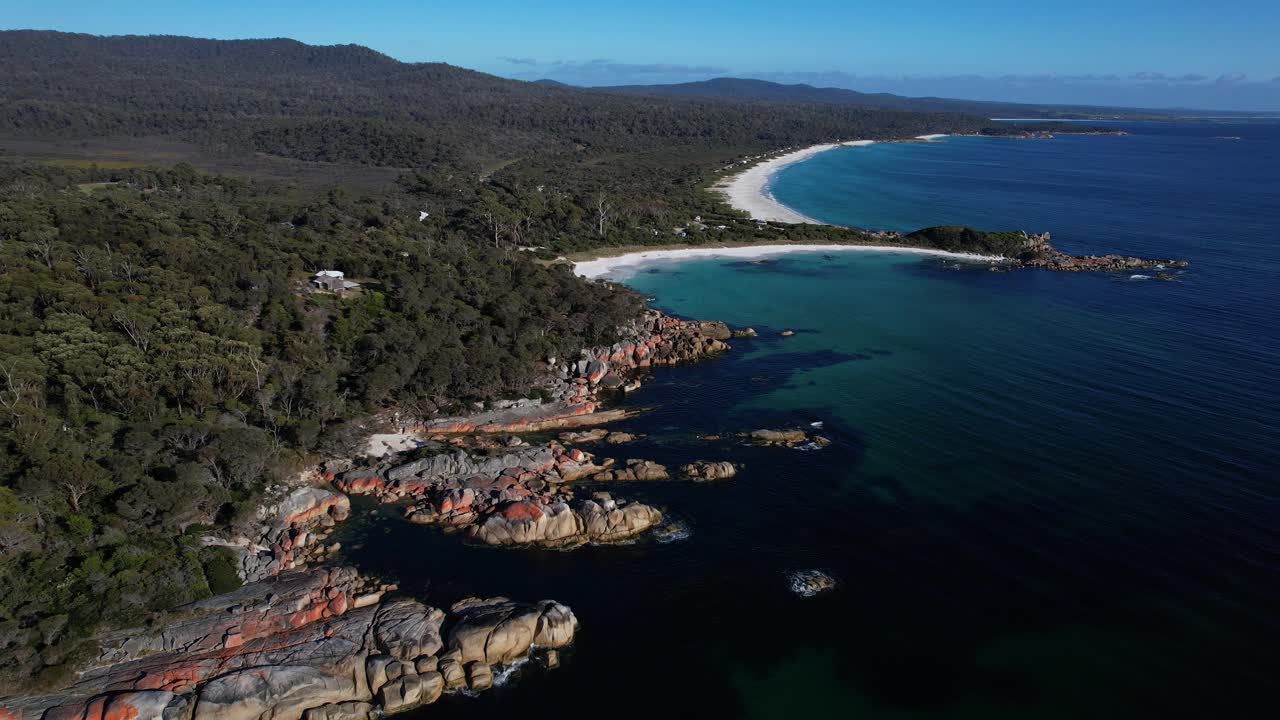 Turquoise Seascape, Jeanneret Beach, Tasmania, Australia - Aerial Drone Shot