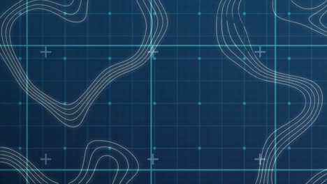 forming abstract topographic map design, contour lines and grid pattern in animation