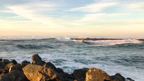 the coquille river bar in bandon at the southern oregon coast where the river meets the pacific ocean