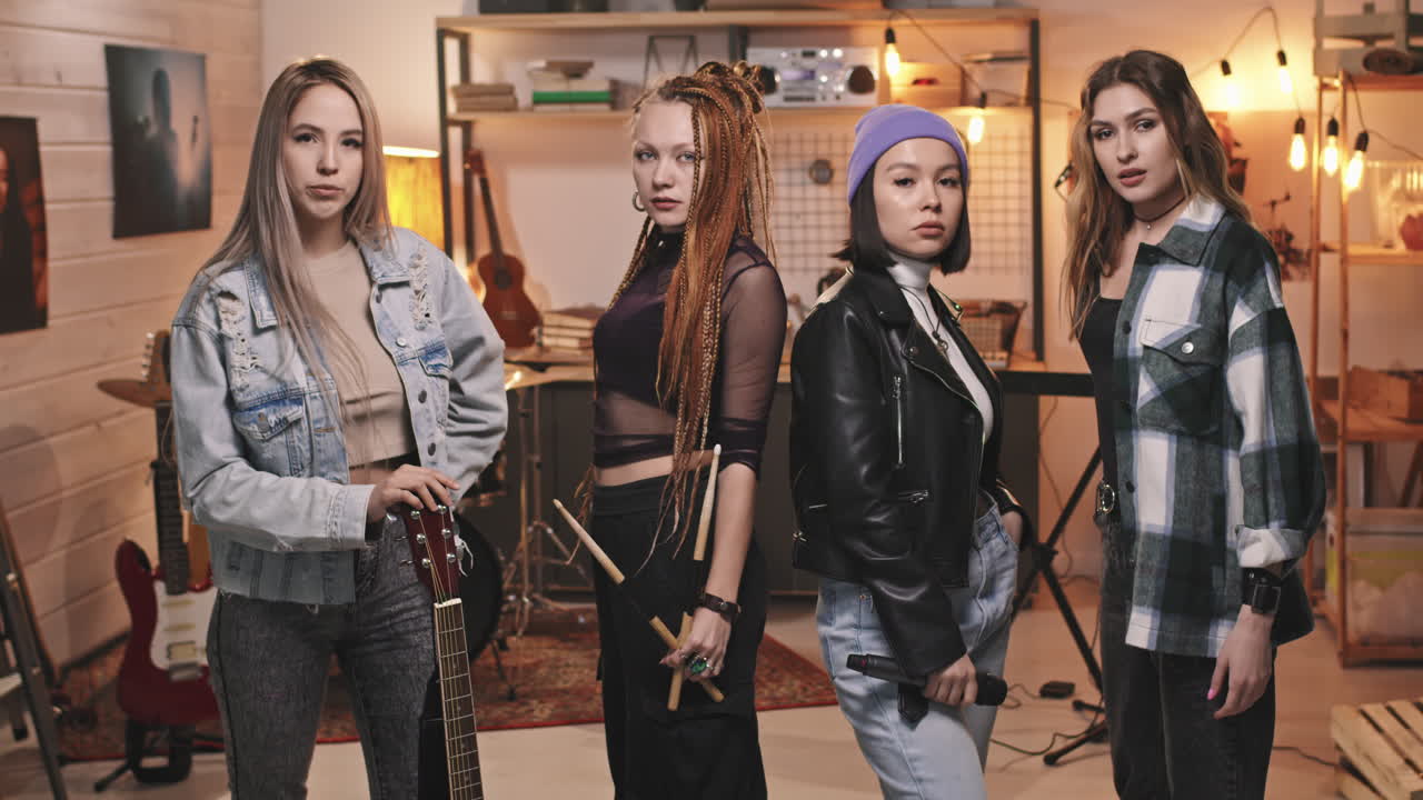 Portrait Of Cool All-Female Rock Band