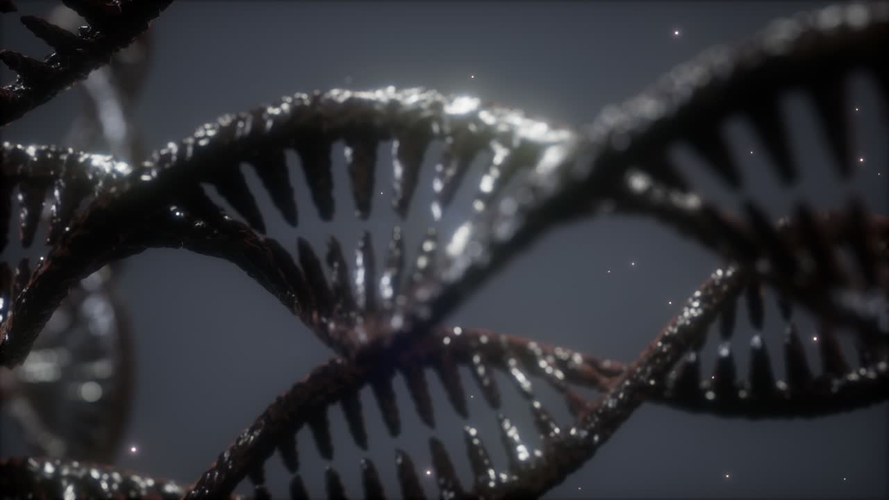 estructura helicoidal doble de la cadena de adn animación de primer plano