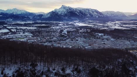 incredible winter wonderland aerial view of salzburg cityscape in austria