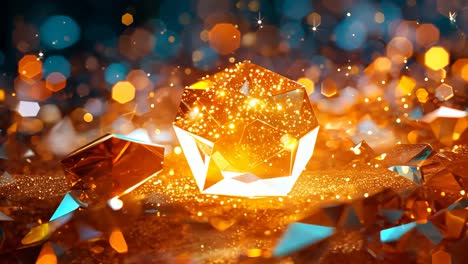 a close up of a large orange crystal with a lot of sparkles. the image has a warm and inviting mood, as the bright orange color and the glittering sparkles create a sense of luxury and opulence
