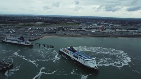 ferry at port - aerial view