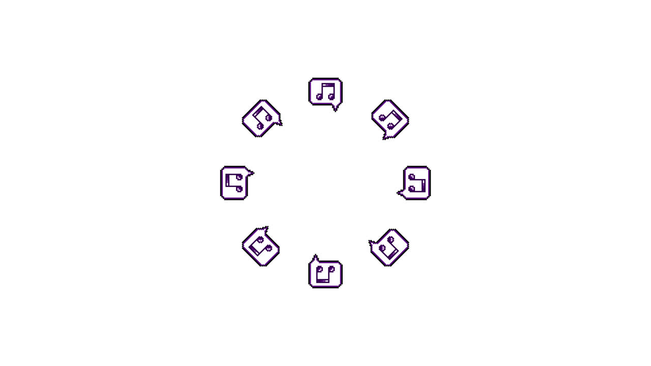Pixel Art Speech bubble Eighth notes Spinning Circle Animated Overlay Transparent 30fps (7)