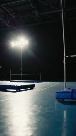 pole vault training facility at night
