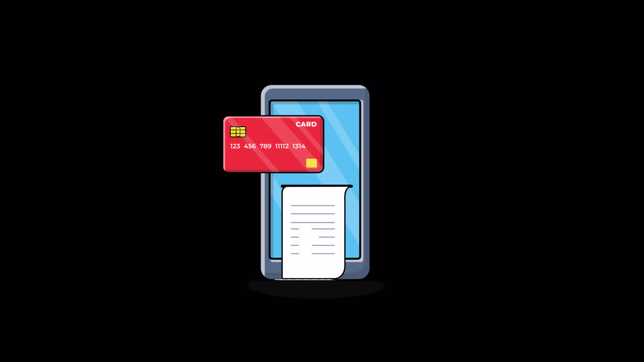 Animated Smartphone with Credit Card and Digital Receipt