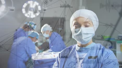 Animation-of-network-of-connections-and-data-processing-over-surgeons-in-operating-theater