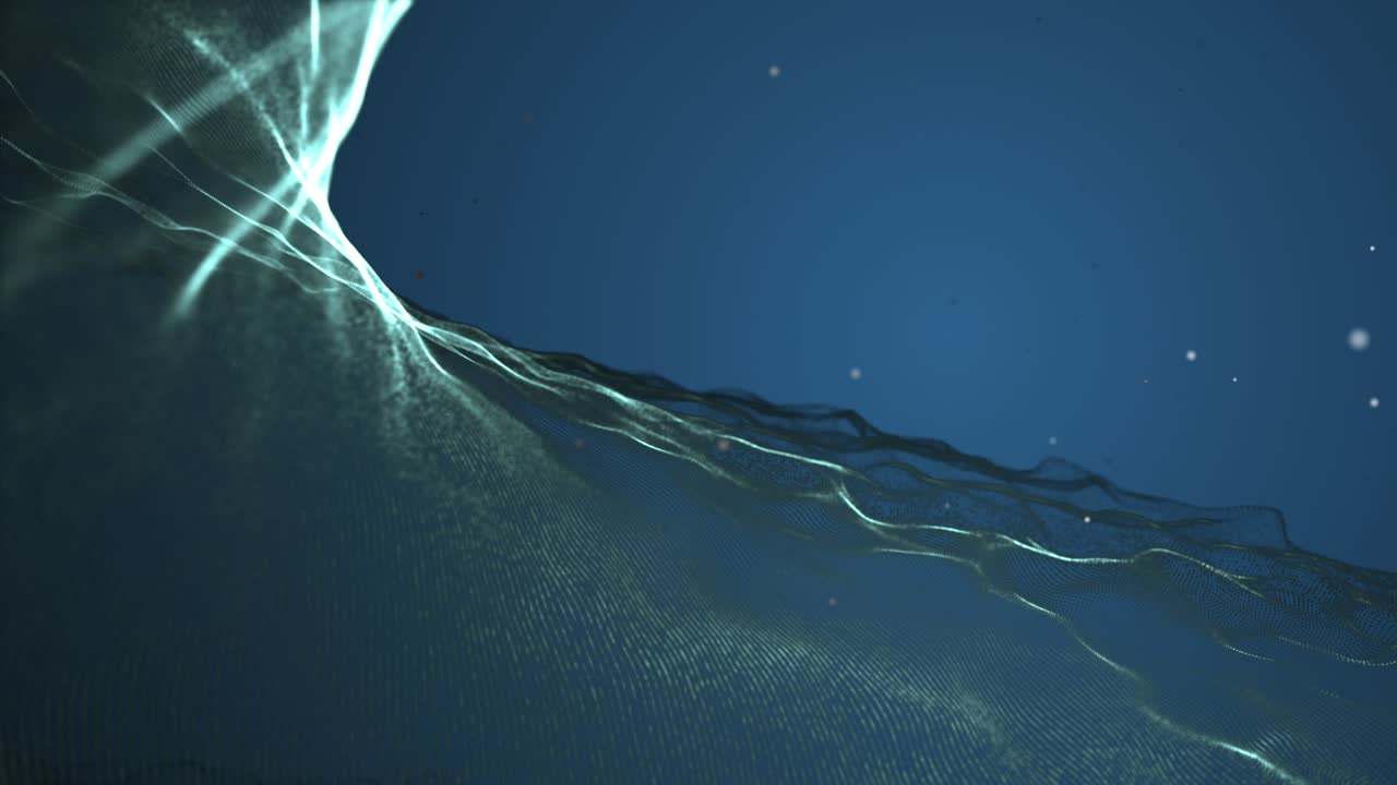 Concept of futuristic dots background. 4k video of technology background of many glowing particles.