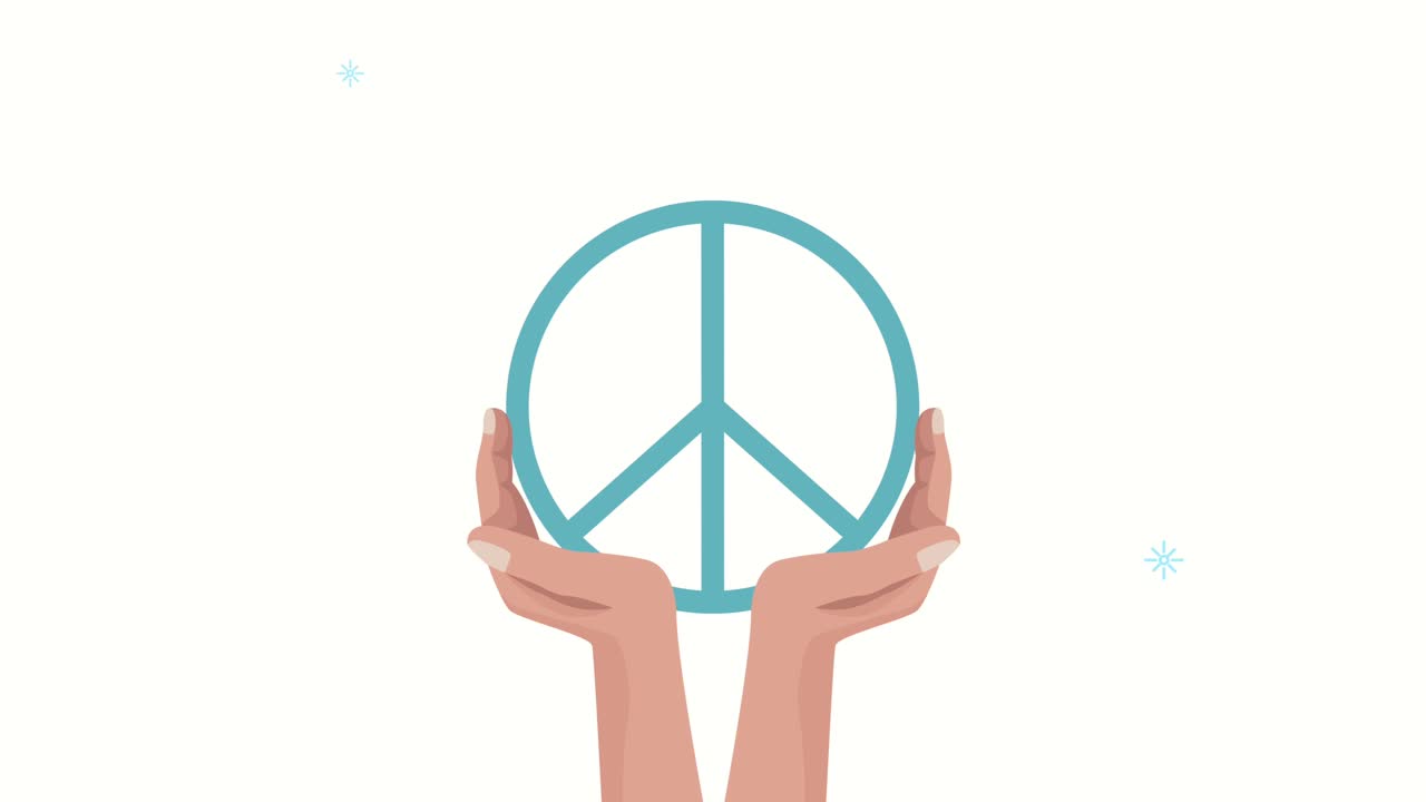 international peace day animation with hands lifting symbol