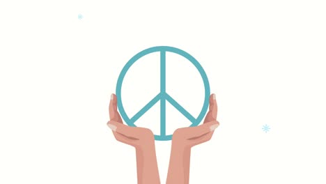 animación del día internacional de la paz con el símbolo de la elevación de las manos