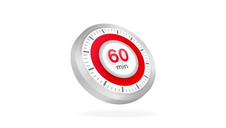 the 60 minutes timer. stopwatch icon in flat style. motion graphics.