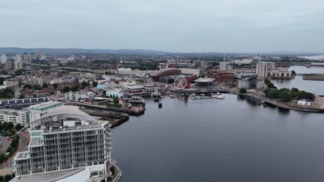 cardiff bay wales cardiff bay waterfront apartments drone,aerial