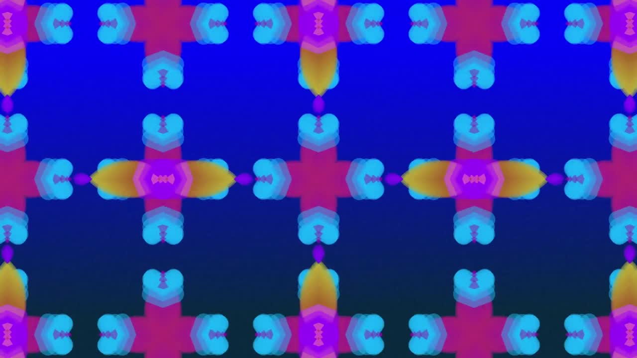 animación de formas coloridas que se mueven sobre un fondo azul