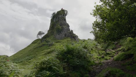 faerie castle at fairy glen in isle of skye in scotland with slight breeze