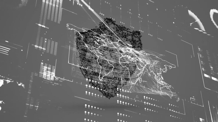 Animation of data processing and statistics over security shield