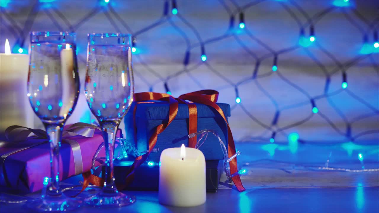 Champagne, Gifts, and Candles - Festive Celebration