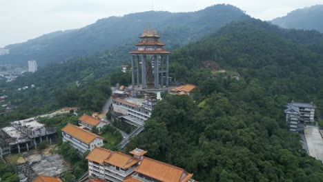 aerial view of kek lok si temple in george town hill in penang island malaysia