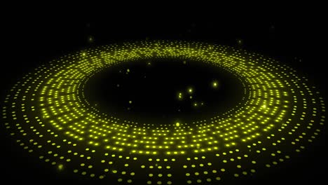 animation of spinning yellow glowing circles on black background