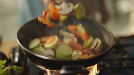 stir-frying vegetables