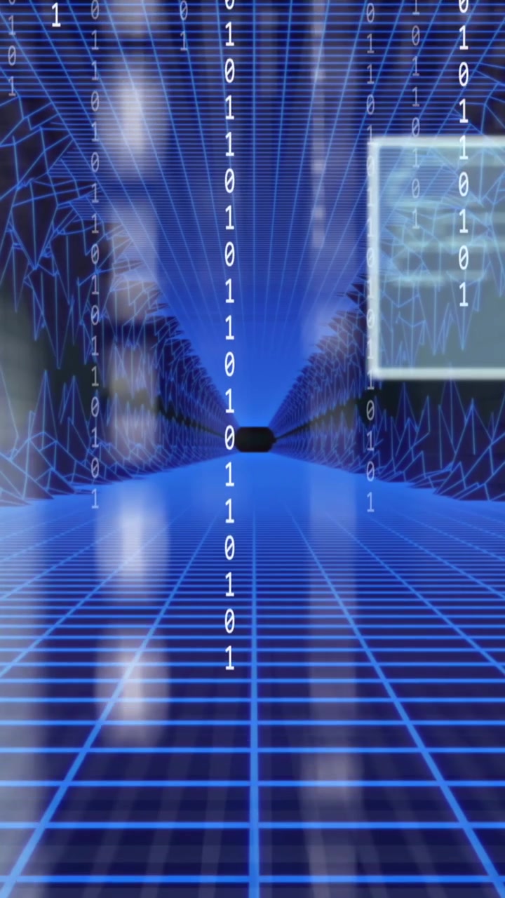 Animation of data processing and binary coding over grid
