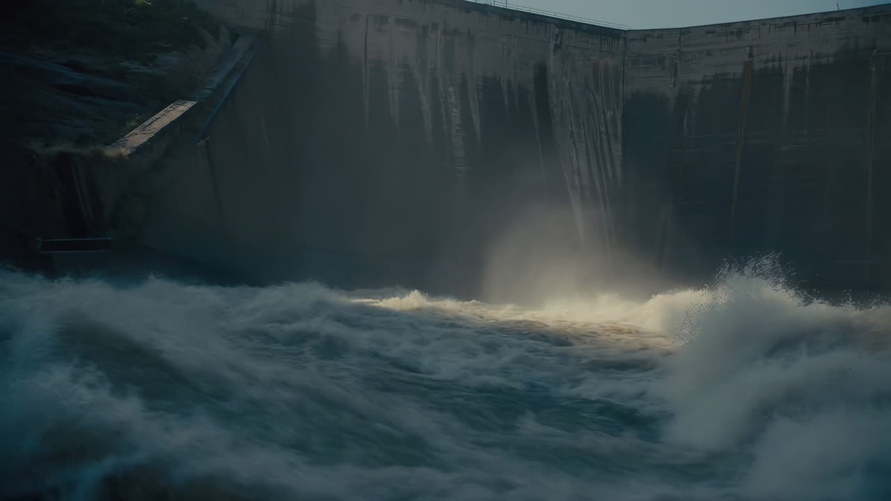Powerful Water Release from a Hydroelectric Dam