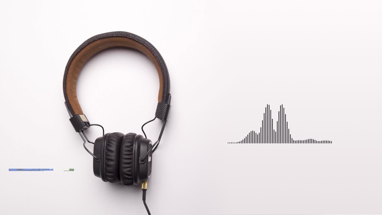 auriculares negros y ondas sonoras